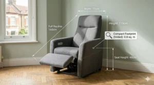 A photorealistic cross-section showing the internal mechanical rollers and spinal alignment technology inside a compact massage chair.