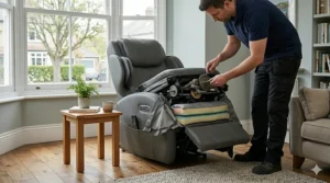 Simple out-of-the-box assembly process for a home massage chair.