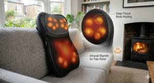 Diagram showing the soothing infrared heat feature on a budget-friendly shiatsu massager.