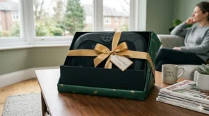 A boxed kneading back massager, presented as a thoughtful wellness gift for a birthday or Christmas in the UK.