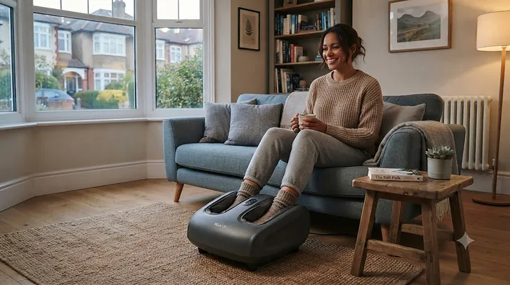 Best shiatsu foot massager for deep tissue relief and relaxation in a living room. shiatsu foot massager