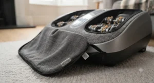 Detachable, washable fabric lining on a hygienic therapeutic foot massager for neuropathy.