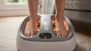 Wrapped electric foot massager presented as a thoughtful wellness gift for health and relaxation