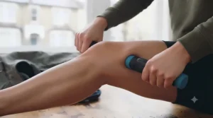 Close-up of the independent rolling beads and pressure knobs on a targeted therapy stick.
