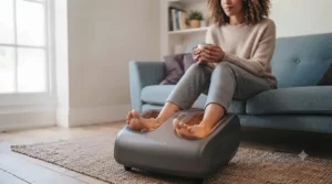 Removable and washable fabric covers on an electric shiatsu foot massager.