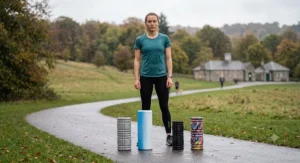 A comparison shot showing the smooth, grid, and multi-density foam rollers mentioned in the text[cite: 7].