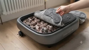Detailed view of internal rotating massage nodes designed to relieve plantar fasciitis and daily foot fatigue.