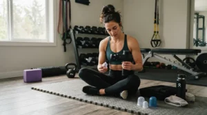 Person comparing cupping therapy vs percussion massage for recovery after a home workout