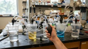 A vacuum pump cupping therapy tool next to a silicone cupping set vs vacuum cupping display
